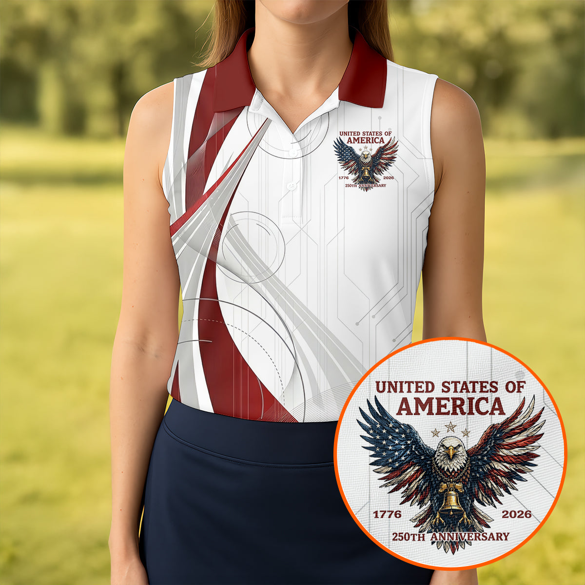 Vintage America 250 Eagle Golf Polo Shirt, Golf Shirts For Women, Women’s Golf Polo