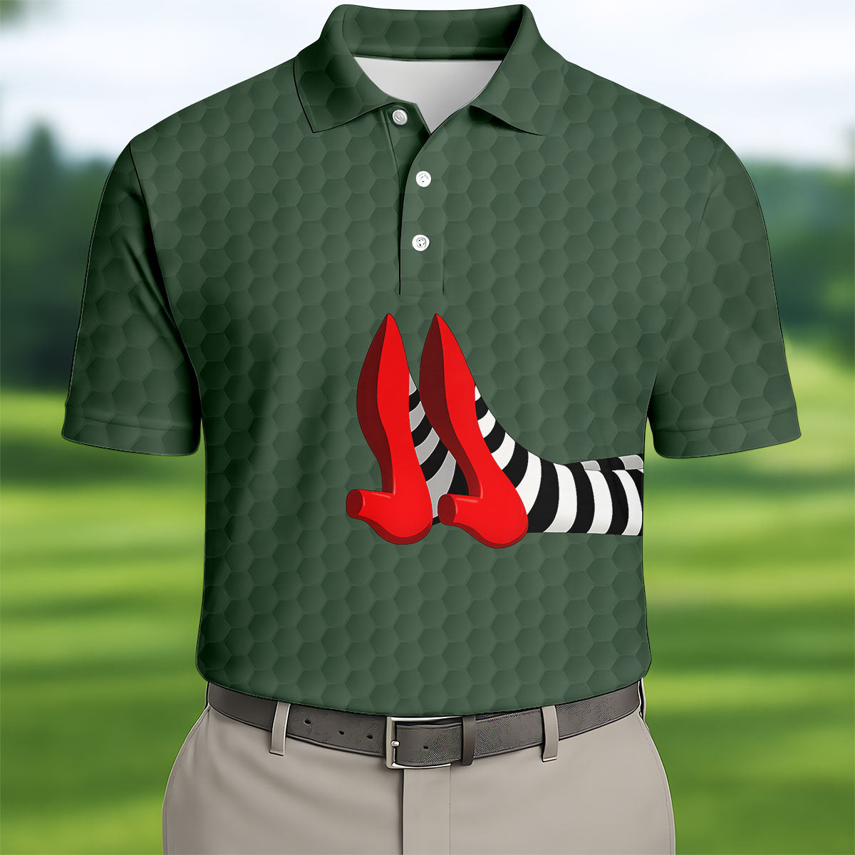 Halloween Witch Legs Golf Polo Shirt, Golf Polo Shirts For Men, Printed Golf Shirts
