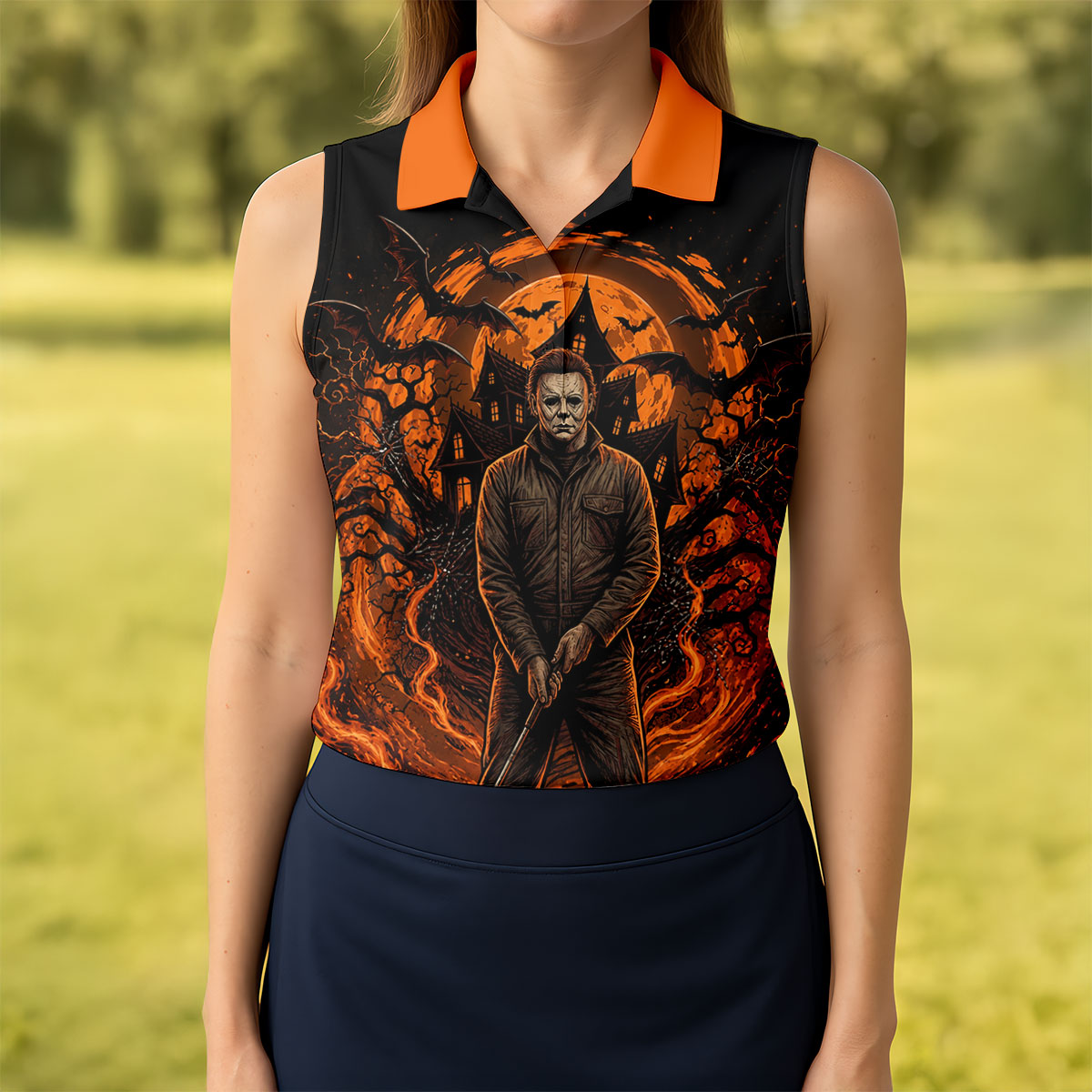 You Can't Kill The Bogeyman Halloween Golf Polo Shirt, Horror Character, Womens Golf Tops