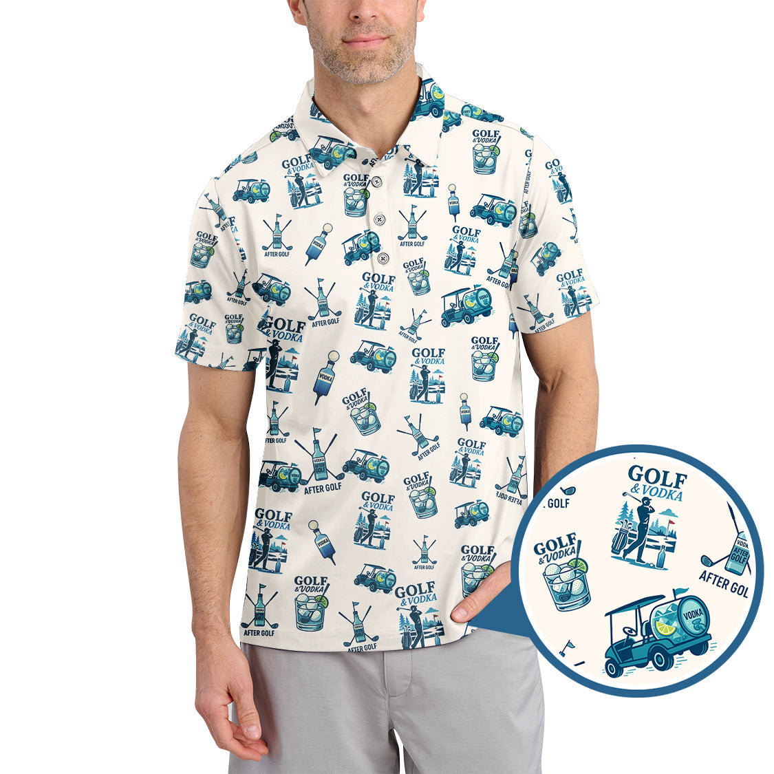 Golf And Vodka Shirt For Golfer, Vodka After Golf Pattern Golf Shirt, Funny Golf Shirt For Men