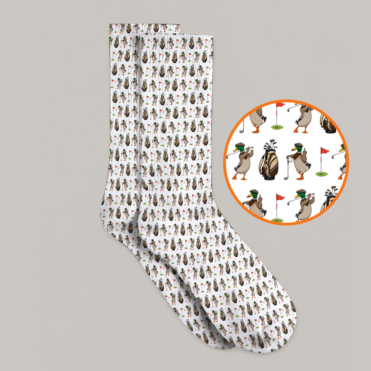 Mallard Duck Golf Sock, Funny Waterfowl Pattern Golf Socks, Perfect Gift for Golfers & Duck Hunters
