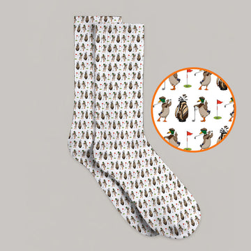 Mallard Duck Golf Sock, Funny Waterfowl Pattern Golf Socks, Perfect Gift for Golfers & Duck Hunters