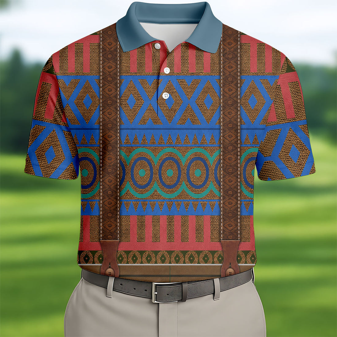 Tribal Suspender Pattern Halloween Golf Polo Shirt, Golf Polo Shirts For Men, Hawaiian Golf Shirt