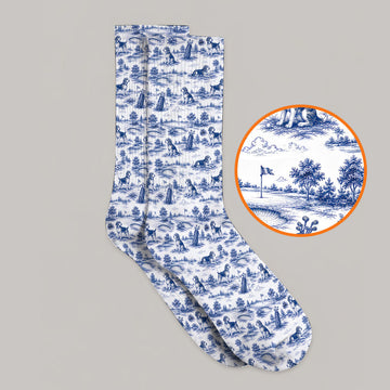 Beagle Toile De Jouy Golf Sock, Vintage Dog Pattern Golf Socks, Beagle Lover Golf Gift