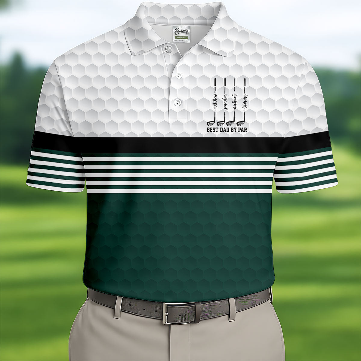 Best Dad By Par Golf Ball Pattern Father's Day Golf Shirt, Golf Gift For Dad, Polo Shirts For Men