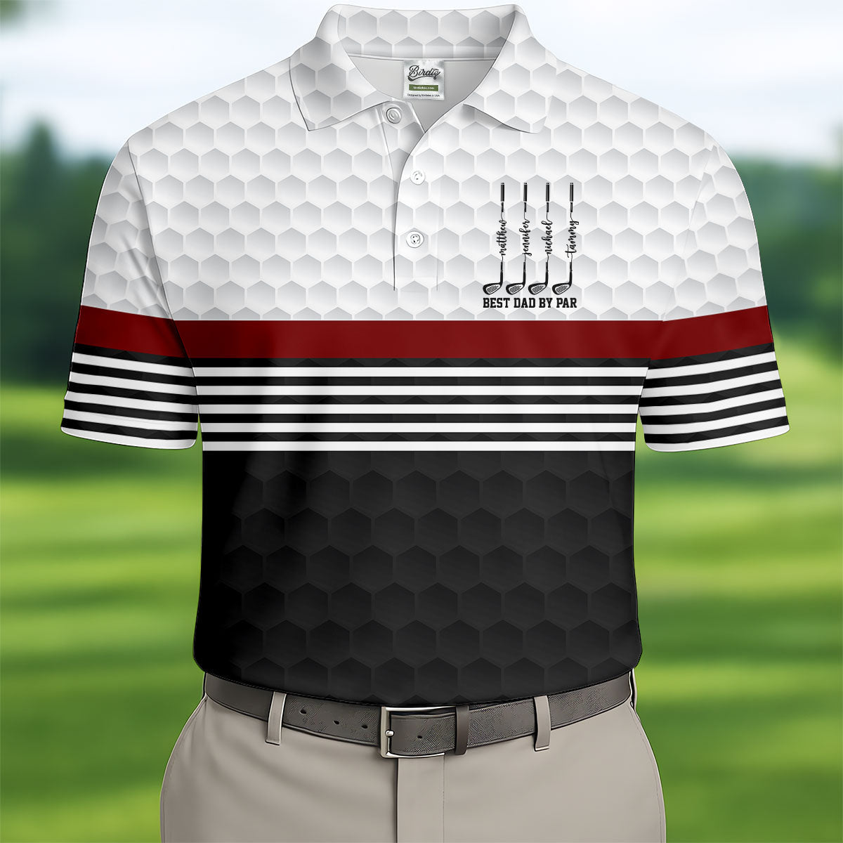 Best Dad By Par Golf Ball Pattern Father's Day Golf Shirt, Golf Gift For Dad, Polo Shirts For Men