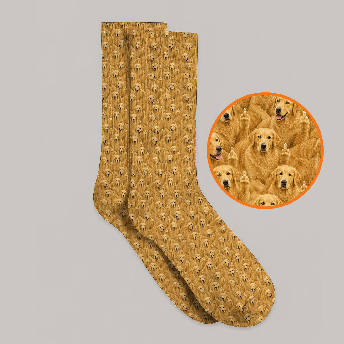 Golden Retriever Middle Finger Golf Socks, Funny Dog Lover Pattern Golf Sock, Golden Retriever Gift For Golfer Dad