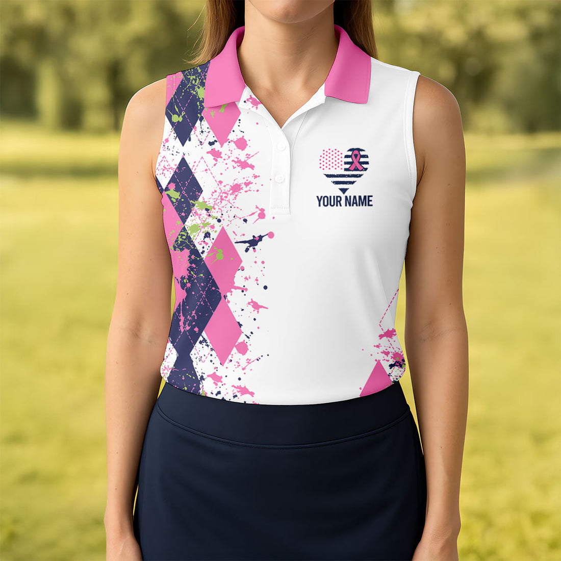 Custom No One Fights Alone Breast Cancer Shirt, Golf Shirts For Women, Ladies Golf Top