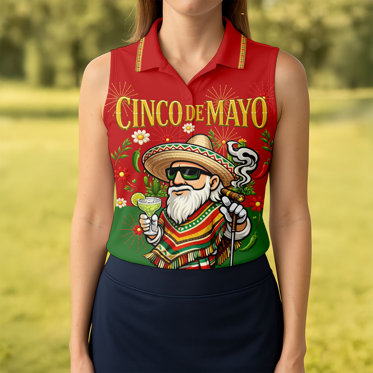 Margarita Man Cinco De Mayo Celebration Red Yellow Green Golf Shirt, Fiesta Theme Golf Shirt For Women