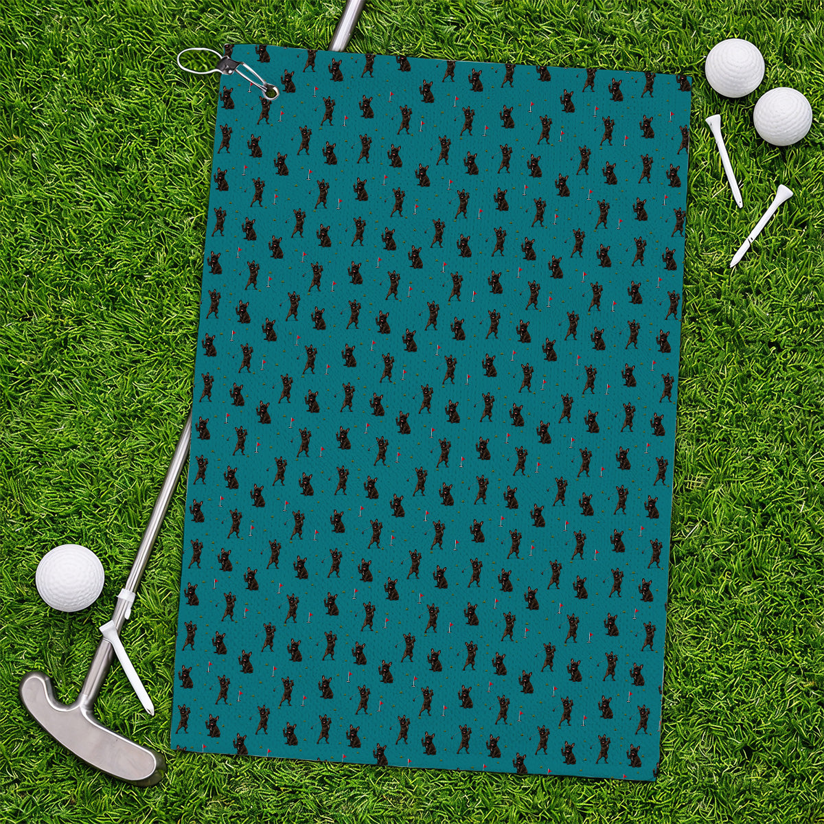 Frenchie Golf Towel, French Bulldog Pattern Towels, Funny Golf Gift For Golfer