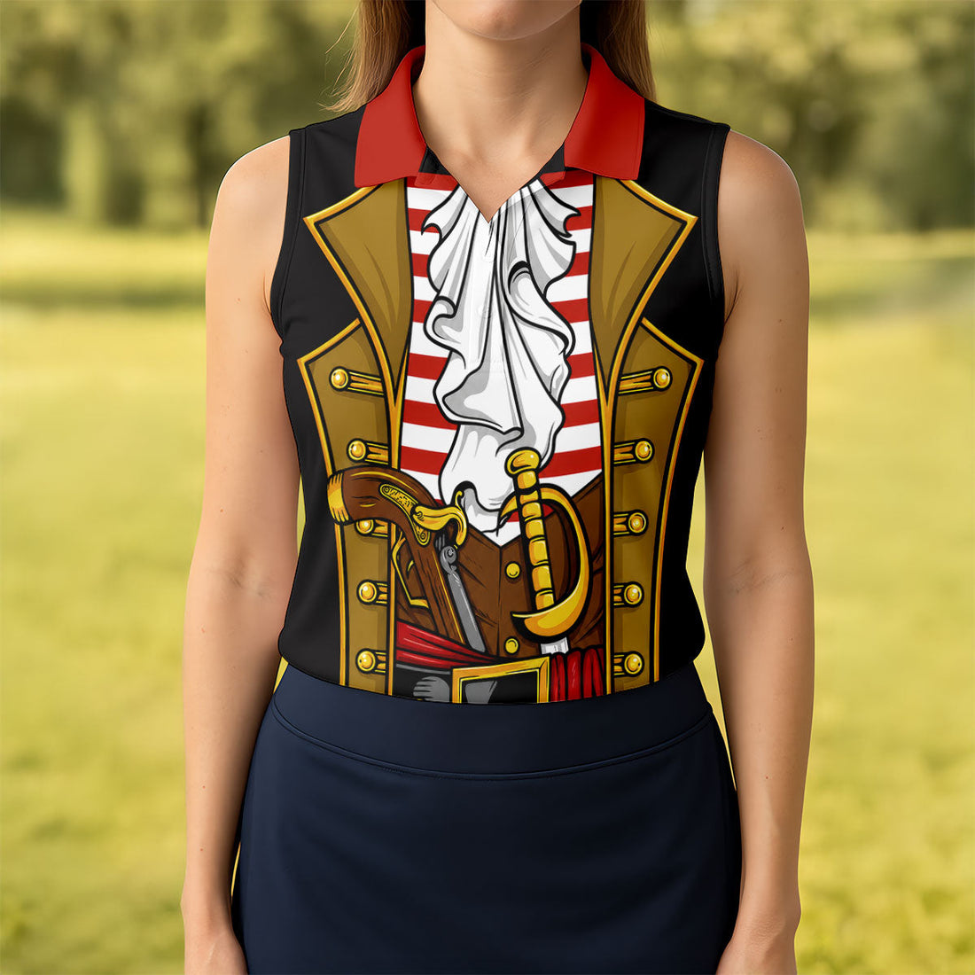 Pirate Captain Outfit Golf Shirt, Swashbuckler Costume Design, Golf Shirt For Women