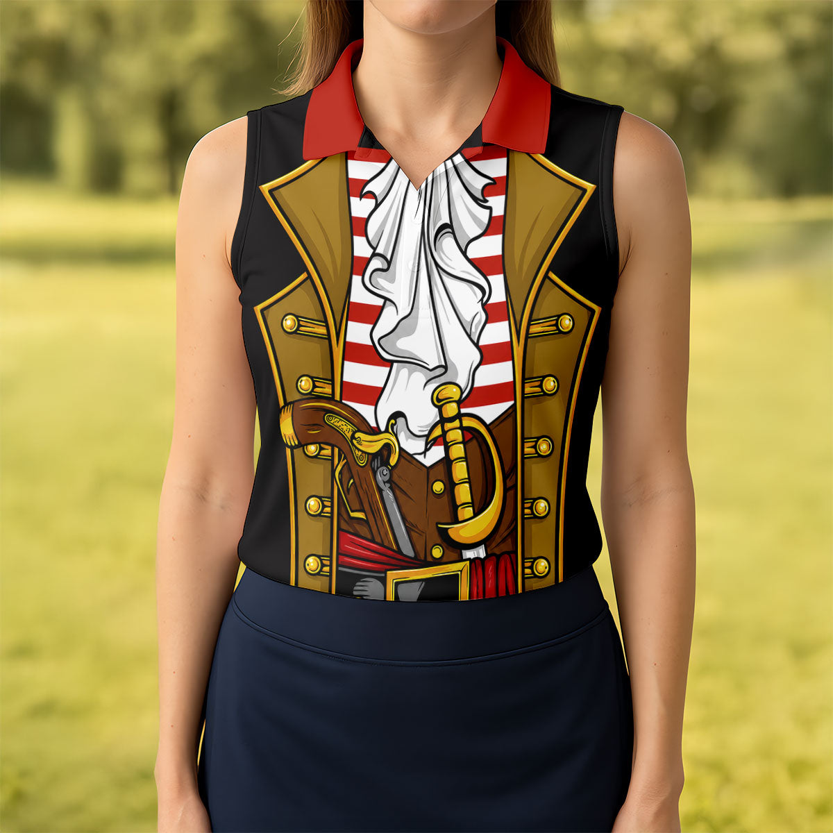 Pirate Captain Outfit Golf Shirt, Swashbuckler Costume Design, Golf Shirt For Women