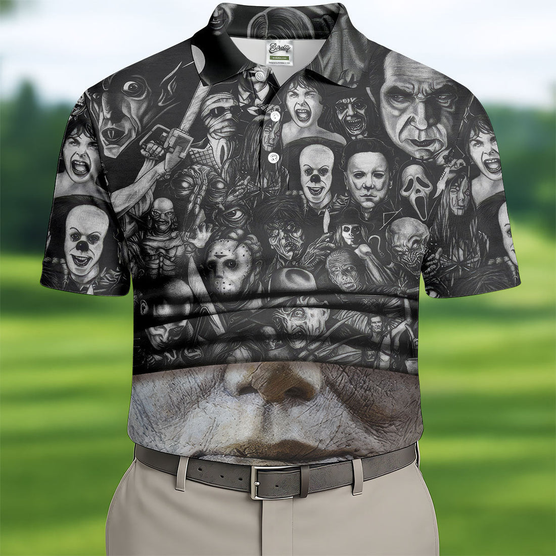 Pale Mask Horror Character Halloween Polo Shirt, Polo Shirts For Men, Mens Golf Apparel