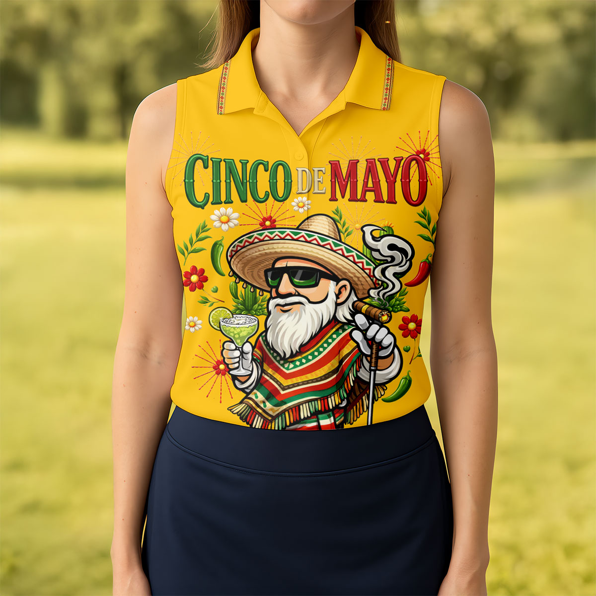 Margarita Man Cinco De Mayo Celebration Yellow Golf Shirt, Fiesta Theme Golf Shirt For Women