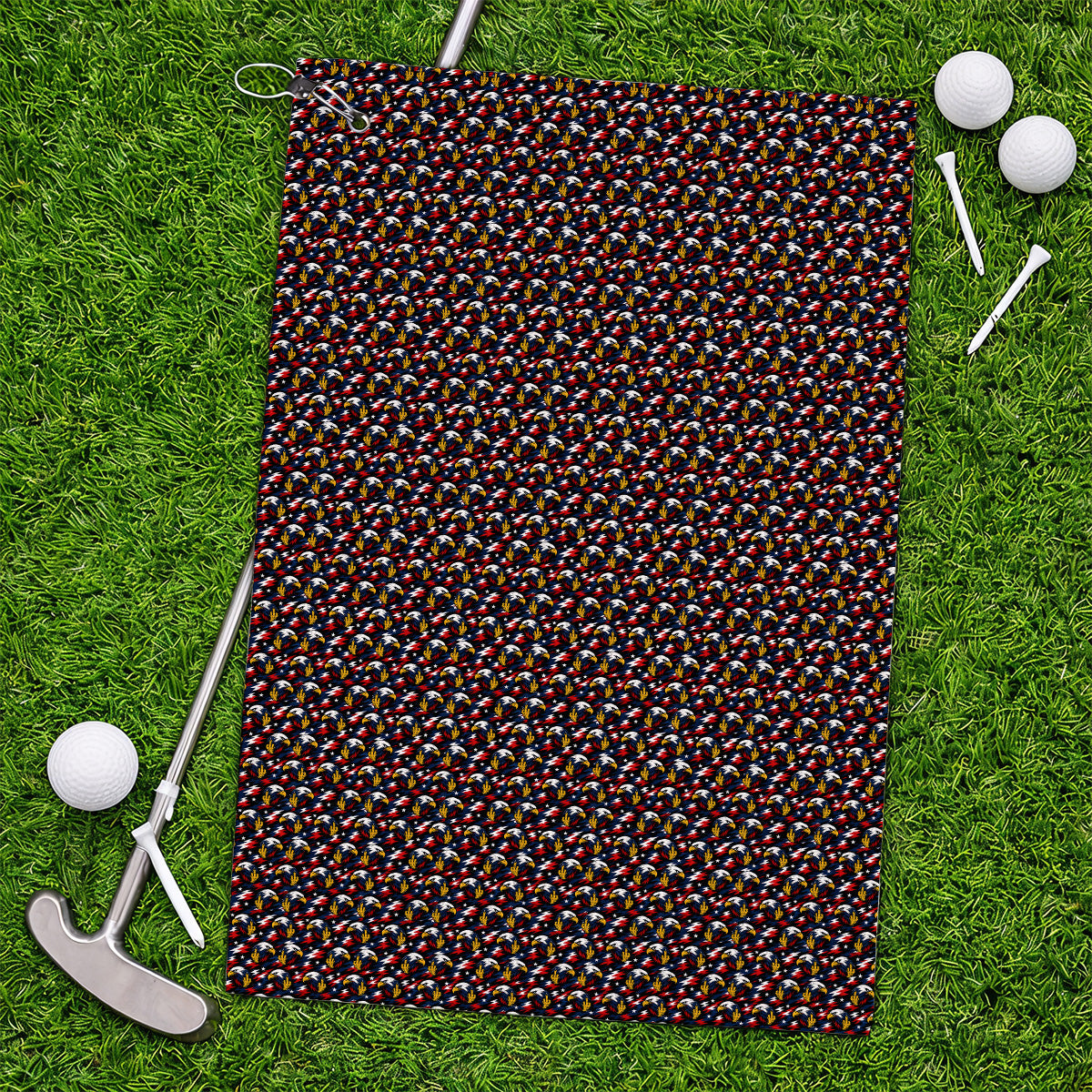 Eagle Middle Finger Golf Towel, USA Patriotic Pattern Golf Towels, Crazy Golf Gift For Golfer