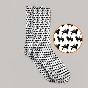 Black Lab Pattern Golf Socks, Crazy Labrador Golf Sock, Golf Gift For Golfer
