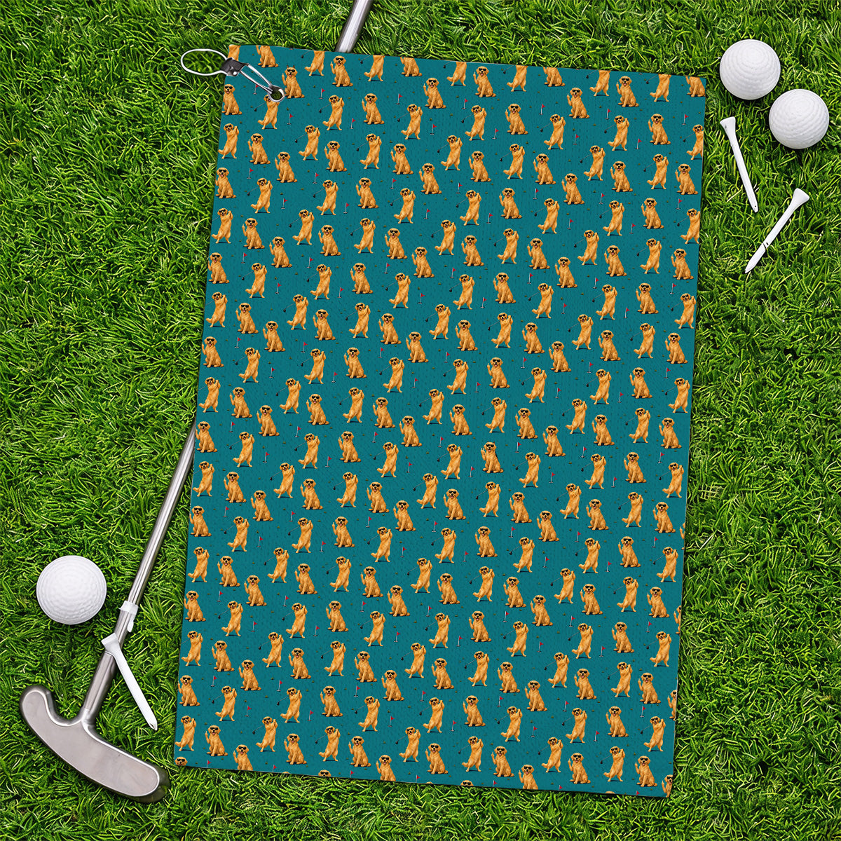 Golden Retriever Fairway Golf Towel, Golf Dog Pattern Towels, Gift For Golden Retriever Owners