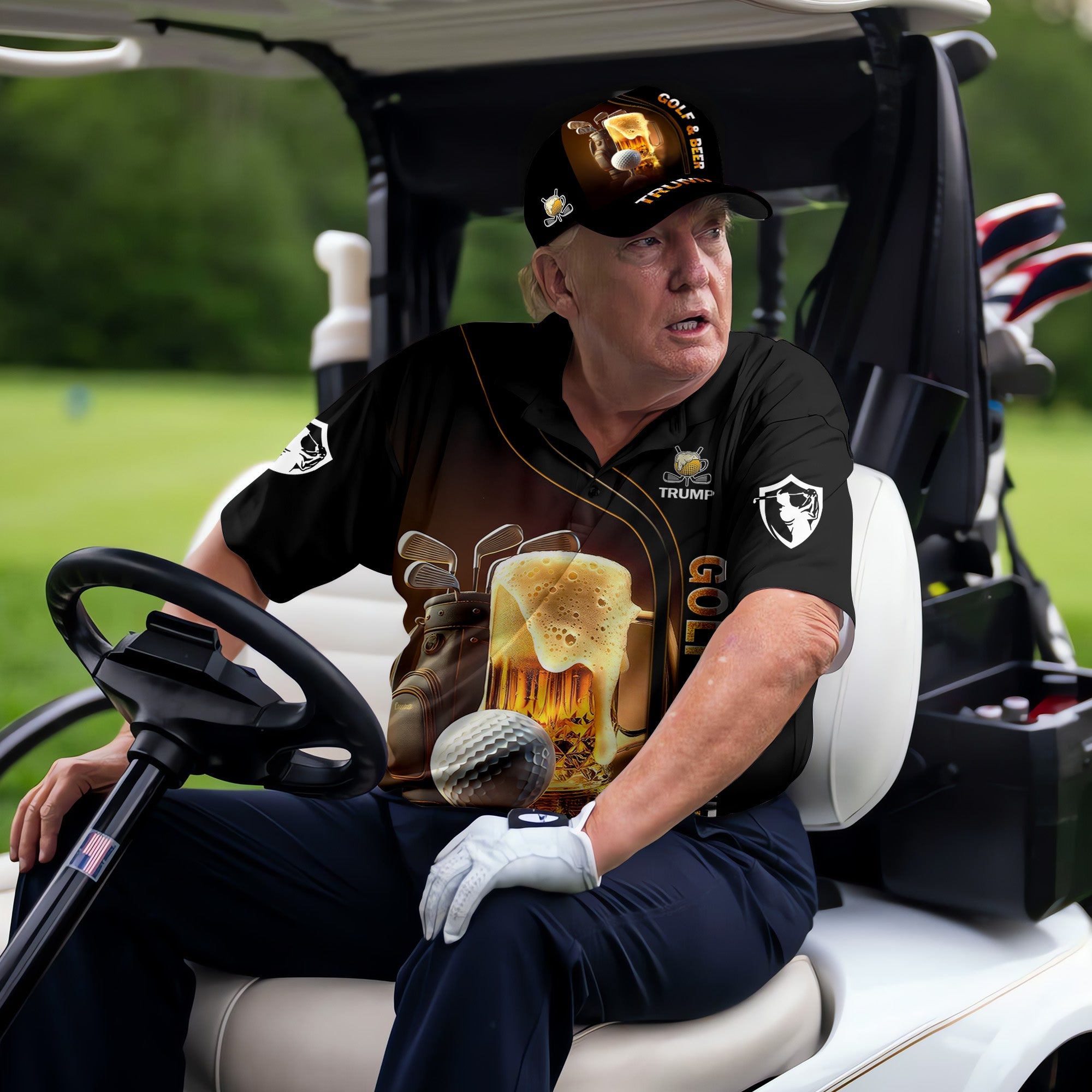 Golf And Beer Custom Men's Funny Graphic Golf Polo Shirt, Christmas Golf Gift, Gift For Golfer