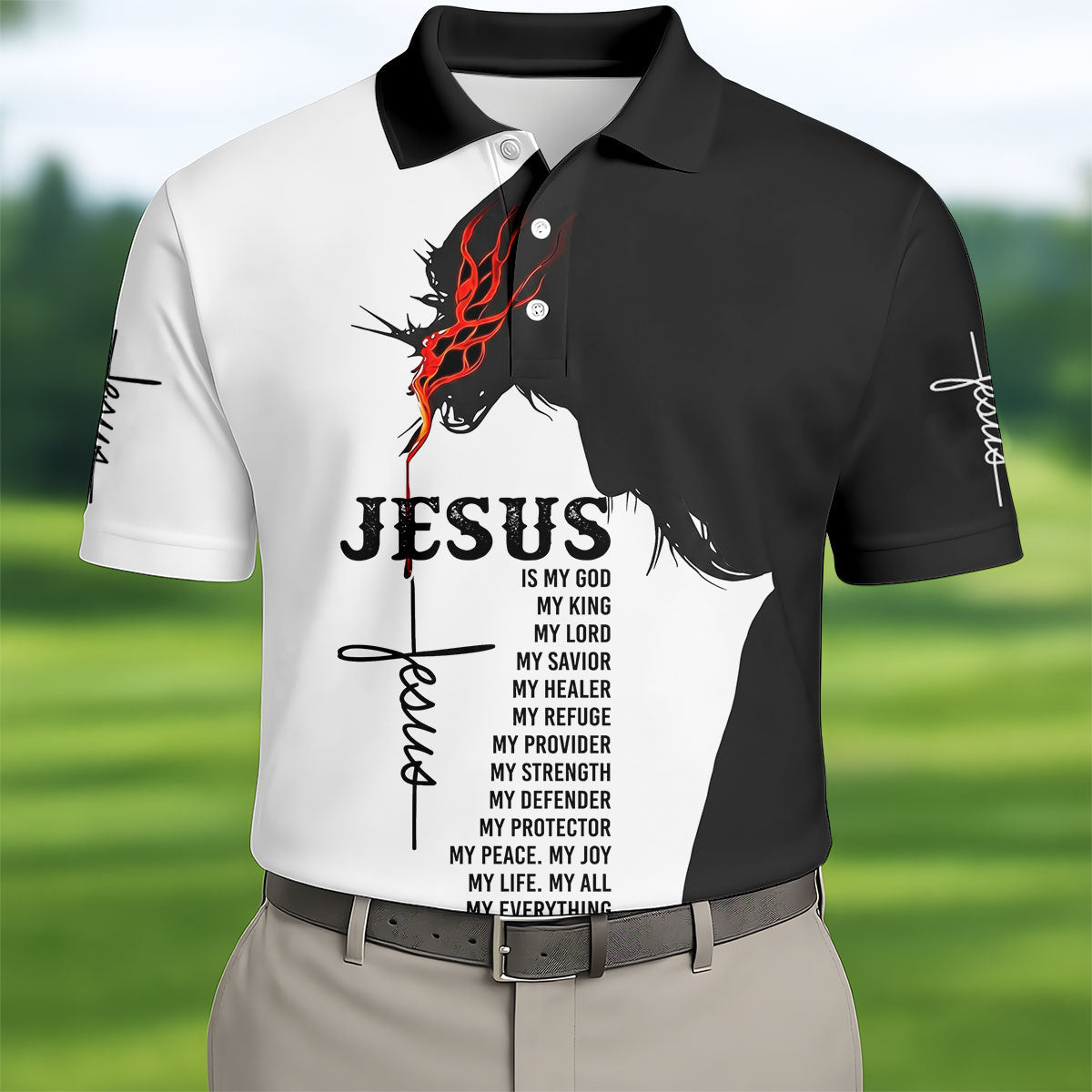 Funny Jesus Is My Everything Horse Polo Shirt, Mens Golf Polo, Printed Golf Shirts