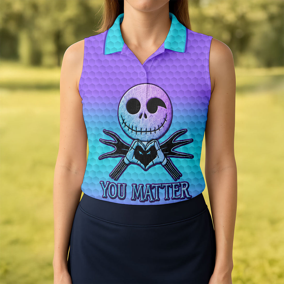 You Matter Suicide Prevention Skeleton Heart Hand Golf Shirts For Women, Women’s Golf Polo
