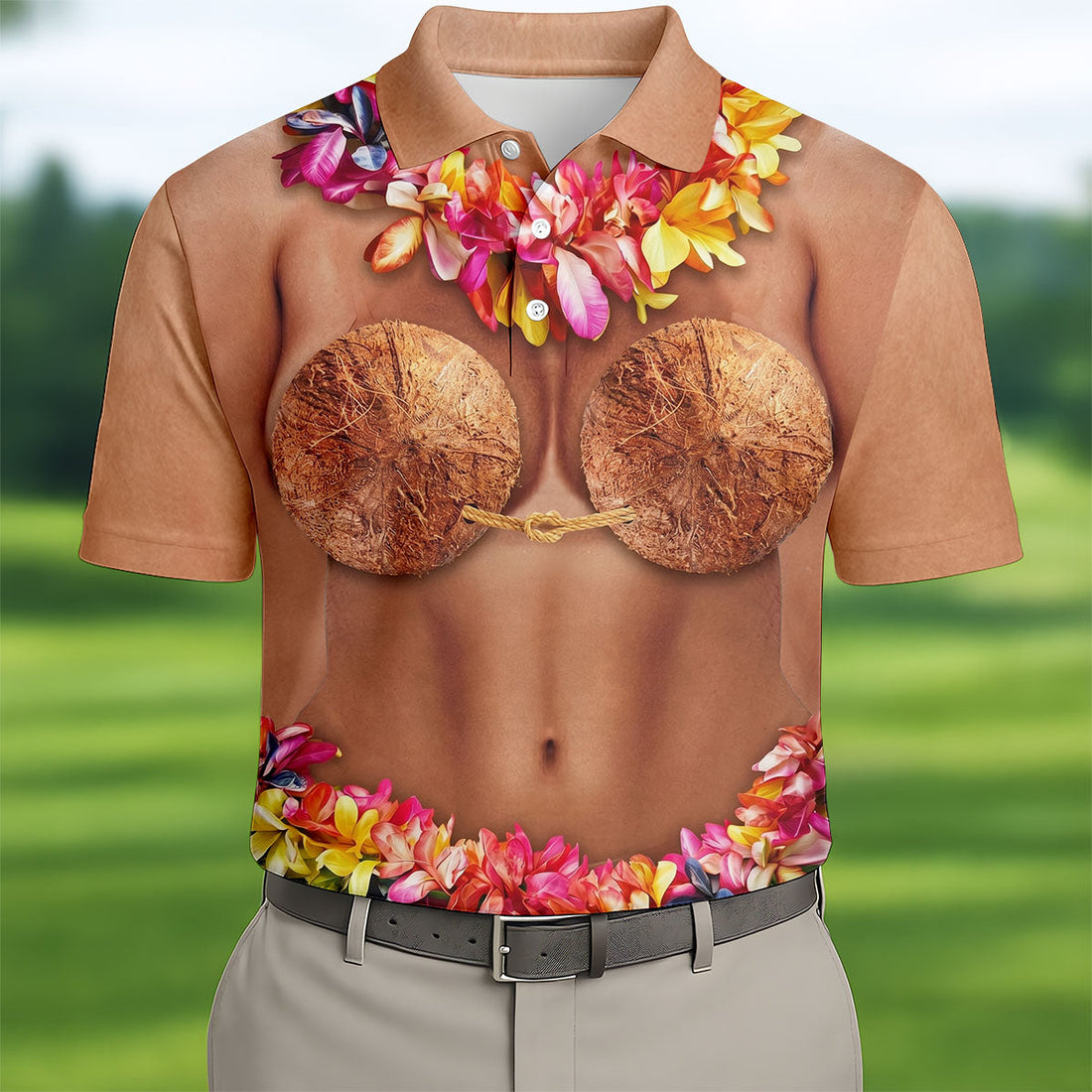Tropical Theme Party Hawaiian Golf Shirt, Men's Funny Golf Shirts, Polo Shirts For Men