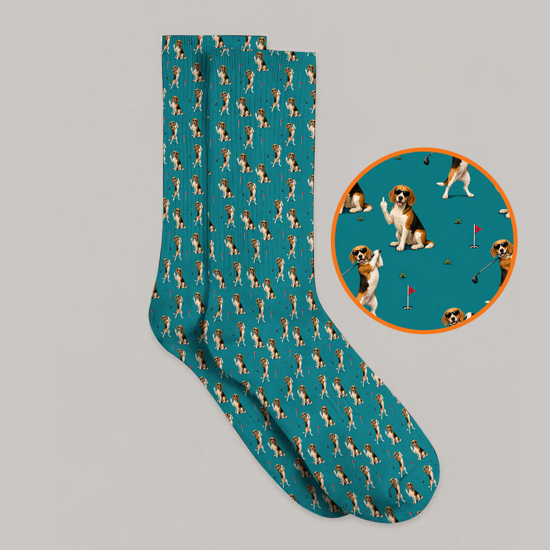 Beagle Pattern Golf Sock, Funny Beagle Golf Sock, Dog Lover Gift For Golfer