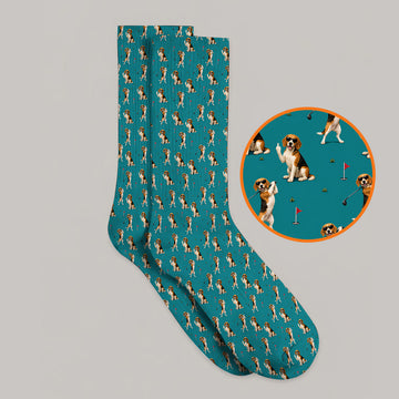 Beagle Pattern Golf Sock, Funny Beagle Golf Sock, Dog Lover Gift For Golfer