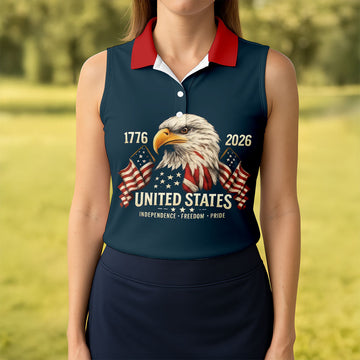 America Flag 250th 1776-2026 4th Of July Golf Shirt, Patriotic Golf Shirt, Golf Shirts For Women