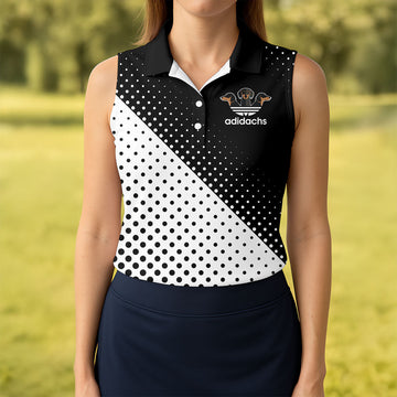 Adidachs Funny Dachshund Black Golf Shirt, Fun Women's Golf Shirts, Ladies Golf Shirts