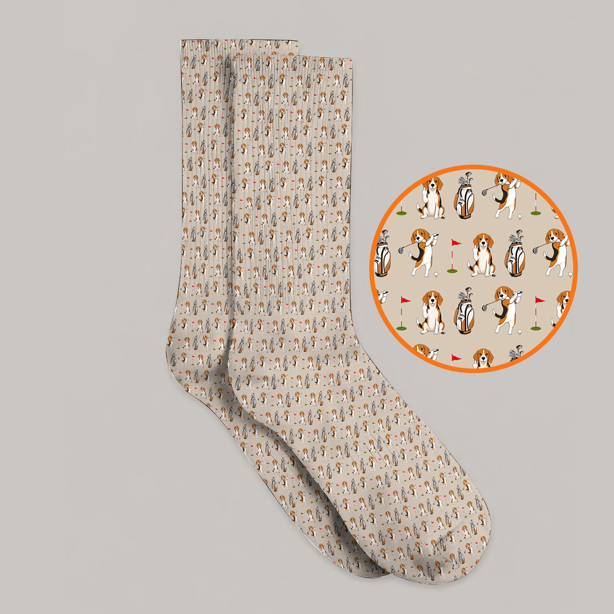 Beagle Golf Pattern Golf Socks, Hunting Dog Golf Sock, Funny Golf Gift For Golfer