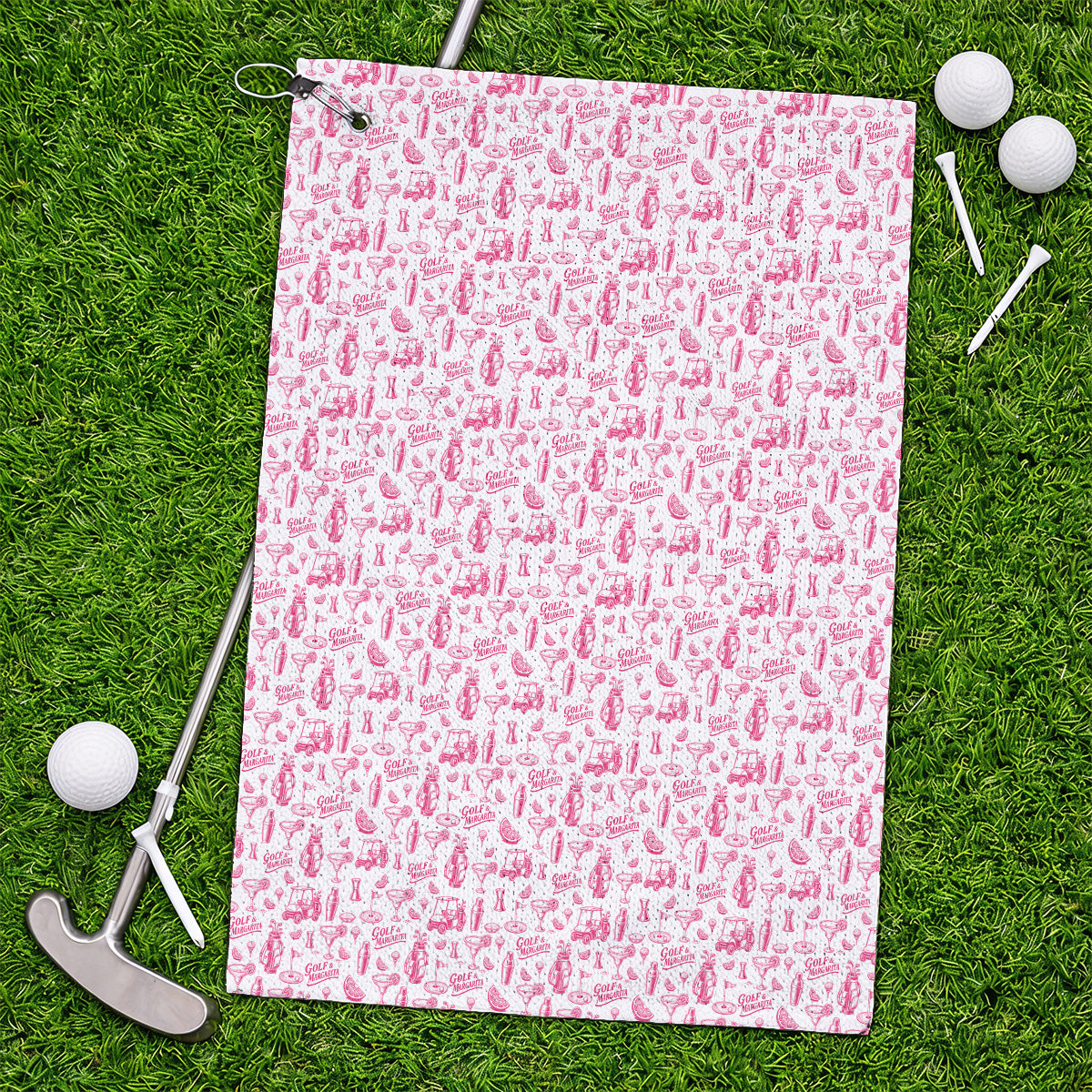 Golf & Margarita Pattern Golf Towels, Margarita Lover Golf Towel, Funny Golf Gift For Golfer