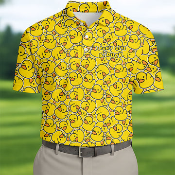 I Don't Give A Duck Yellow Rubber Duck Hawaiian Golf Shirt, Men's Funny Golf Shirts