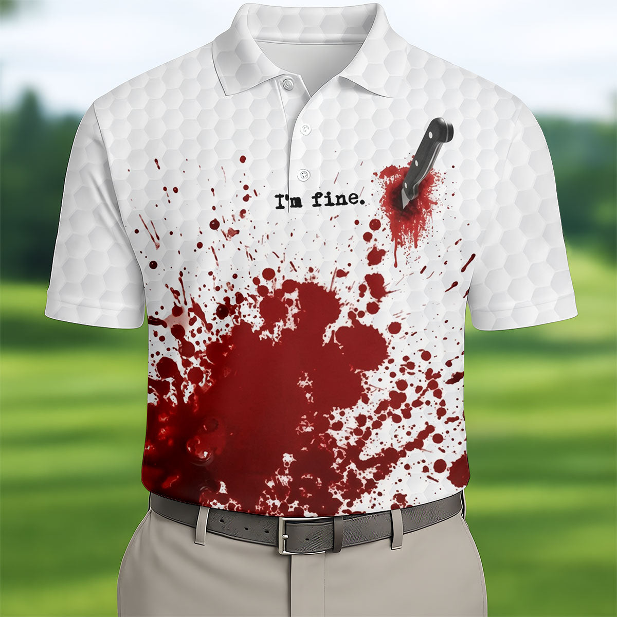 I'm Fine. Horror Golf Polo Shirt, Golf Polo Shirts For Men, Printed Golf Shirts
