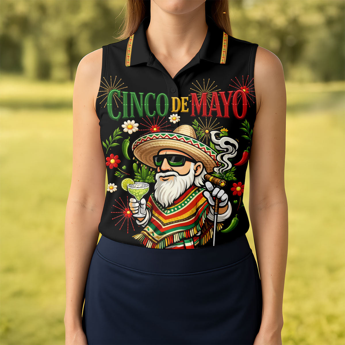 Margarita Man Cinco De Mayo Celebration Black Golf Shirt, Fiesta Theme Golf Shirt For Women