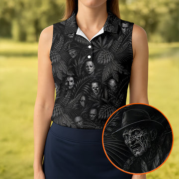 Horror Character Halloween Golf Shirt, Golf Shirts For Women, Women's Golf Apparel