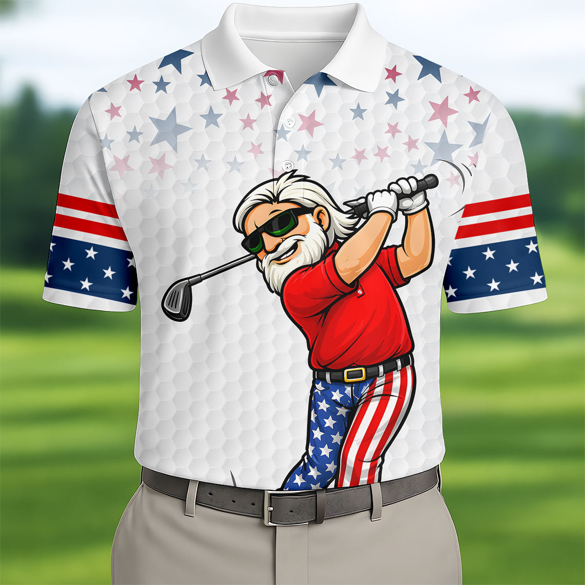 Swing Swear Look For Ball Repeat 250 Years Patriotic 4th Of July Funny Golf Shirts For Men