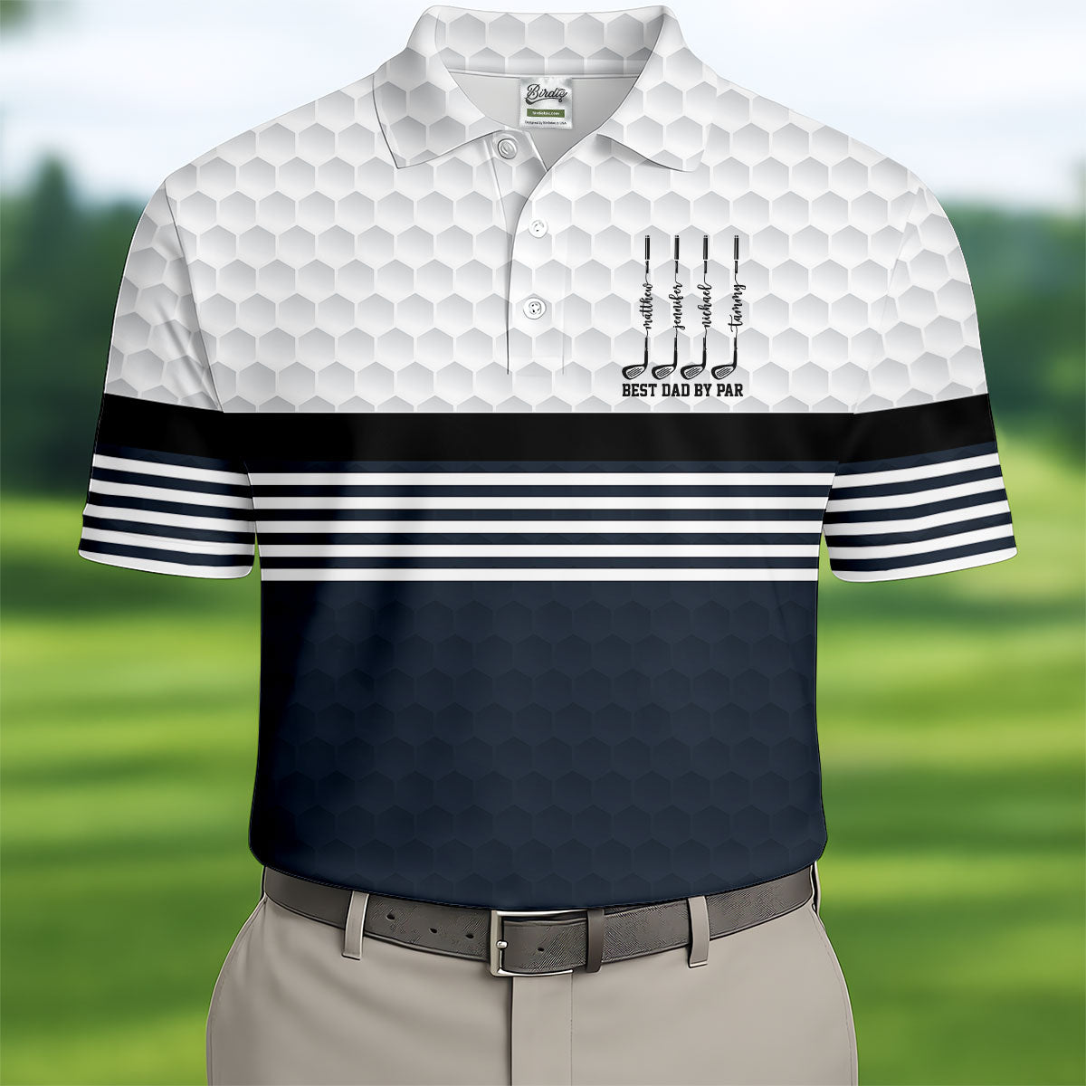 Best Dad By Par Golf Ball Pattern Father's Day Golf Shirt, Golf Gift For Dad, Polo Shirts For Men