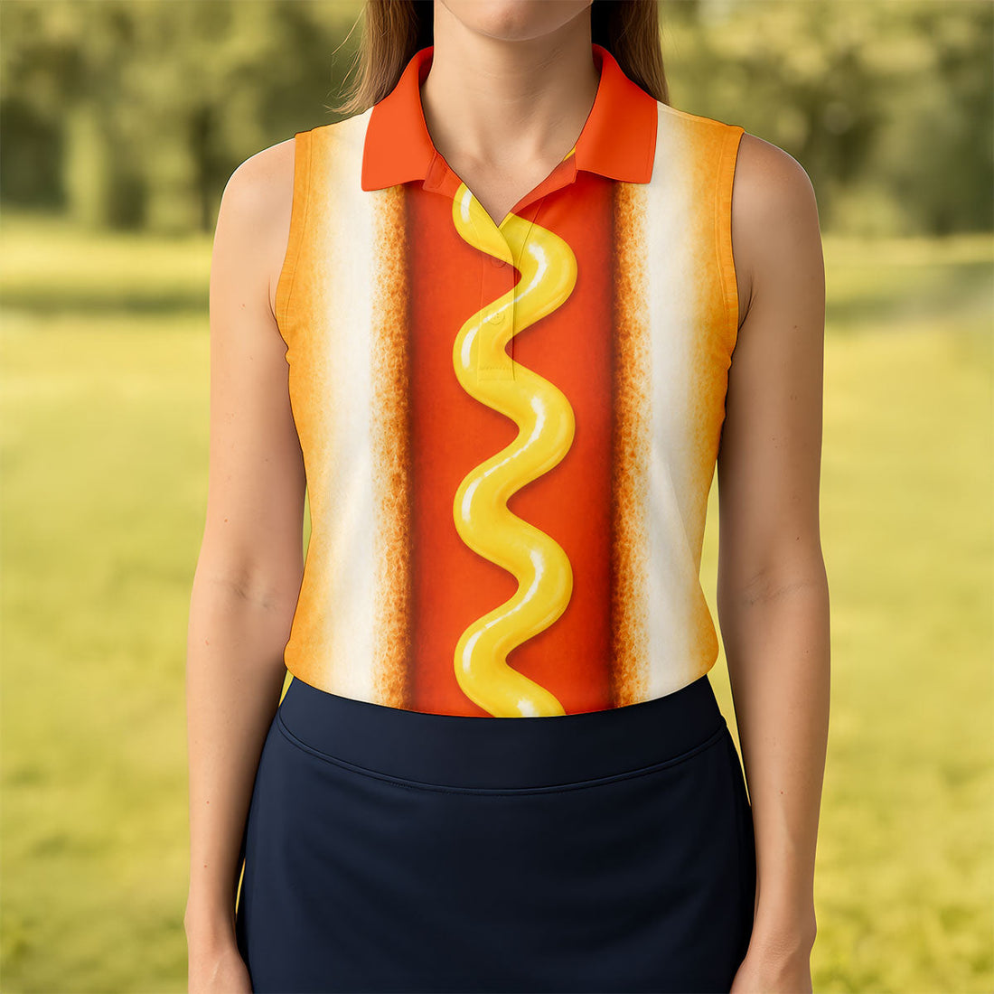 Hot Dog Suit Golf Shirt, Humorous Food Lover Pattern, Golf Shirt For Women
