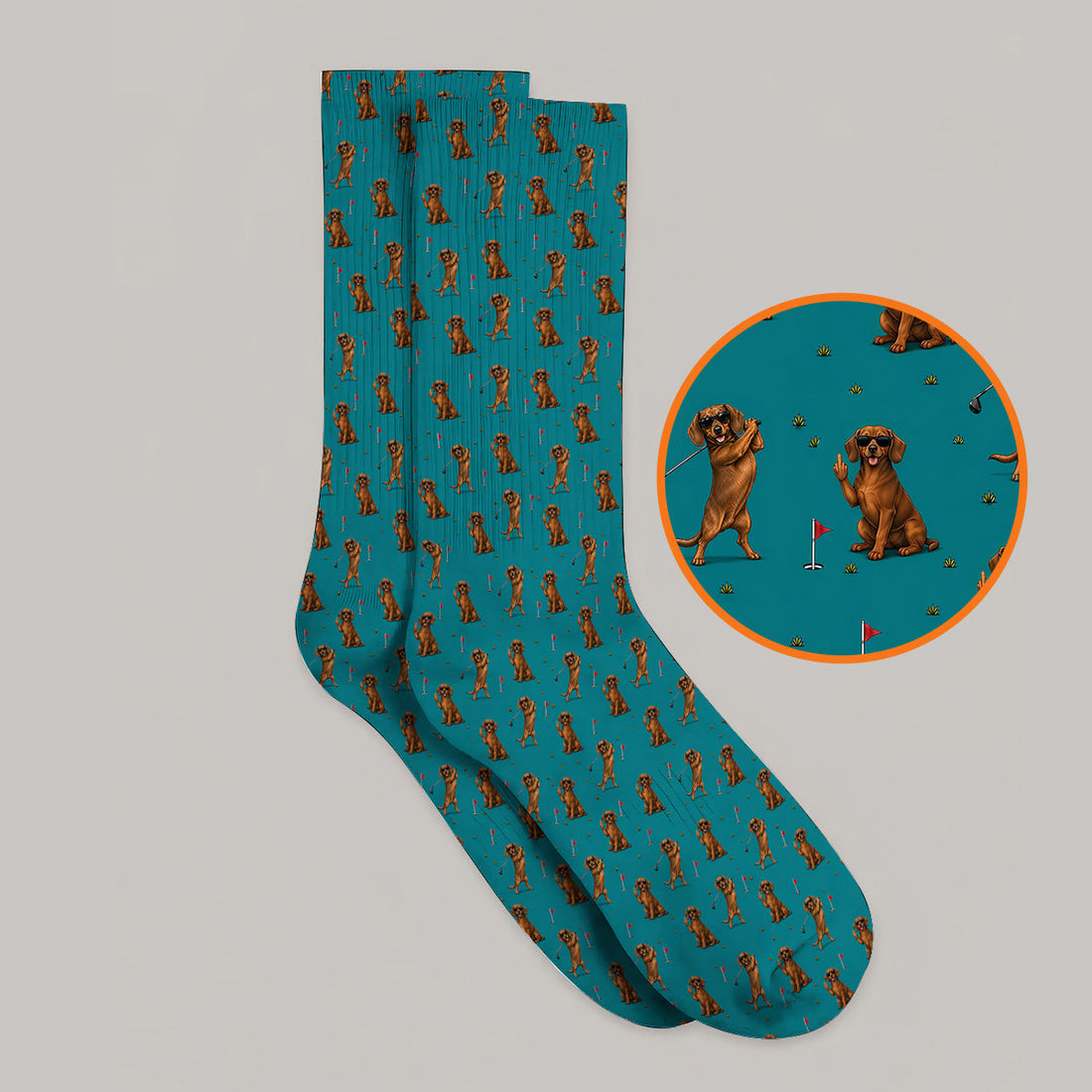Wiener Dog Golf Pattern Sock, Dachshund Lover Golf Socks, Unique Golf Gift For Golfer