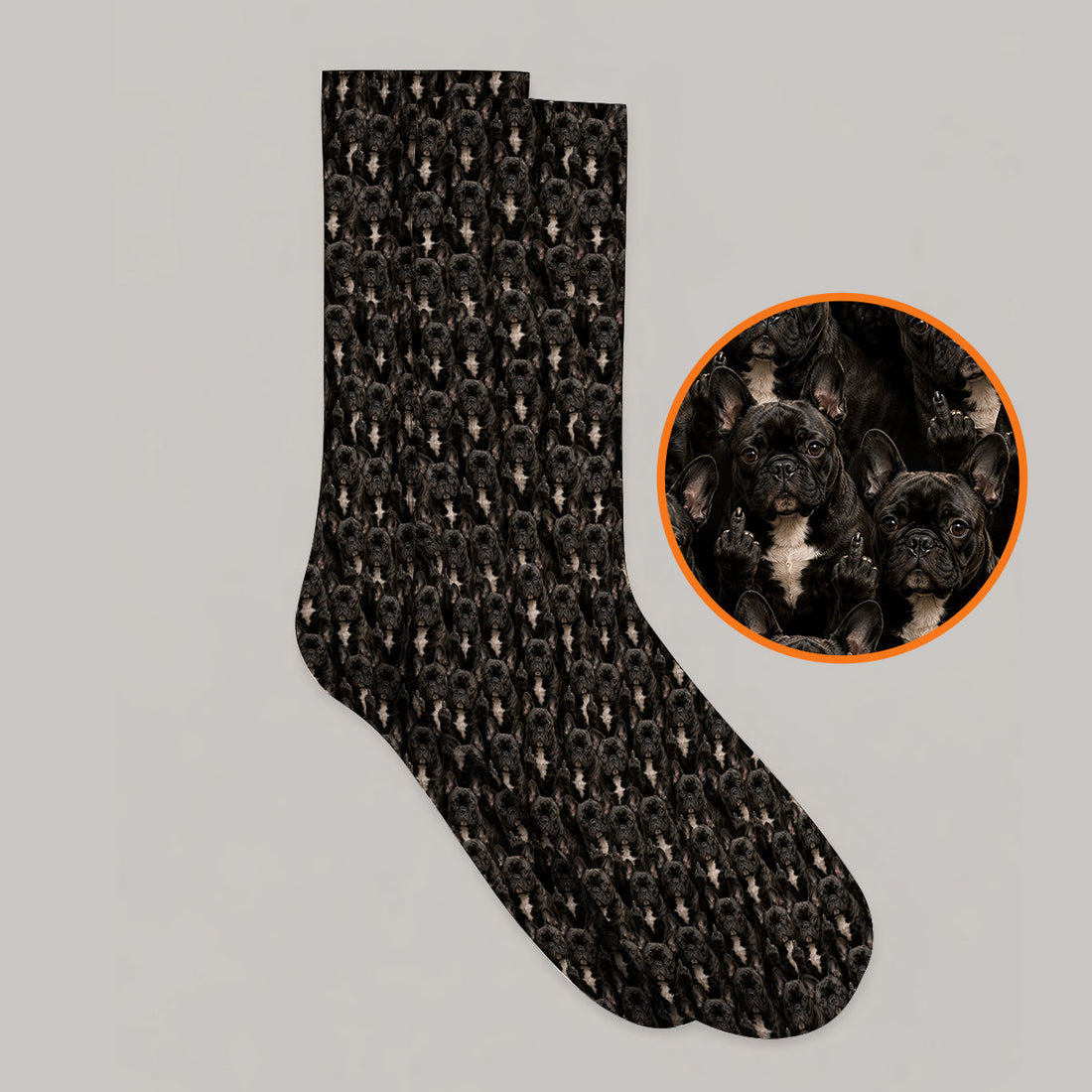Black French Bulldog Pattern Golf Socks, Funny Frenchie Golf Sock, Dog Dad Golf Gift