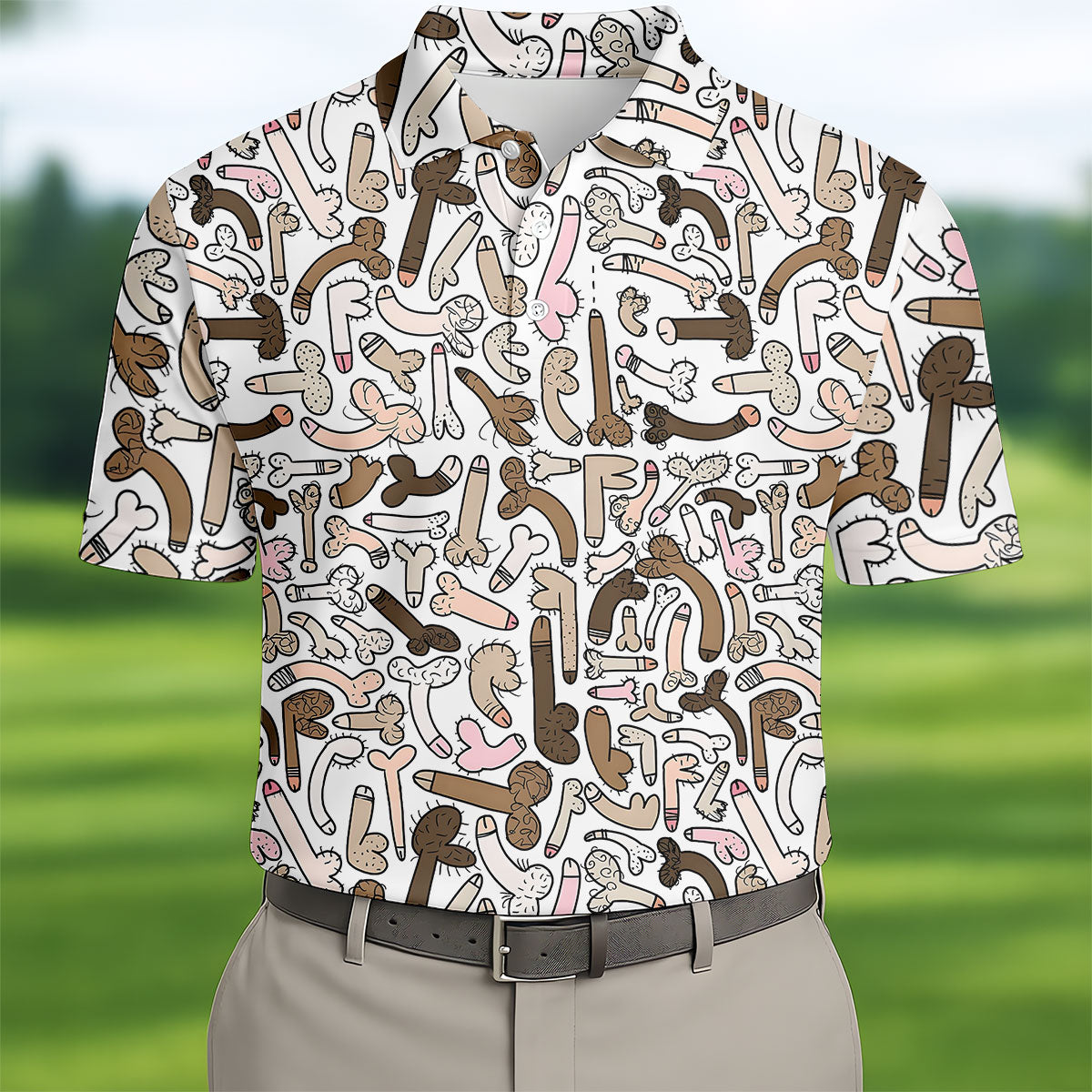Funny Adult Doodle Novelty Pattern Polo Shirt, Mens Golf Polo, Golf Shirts For Men