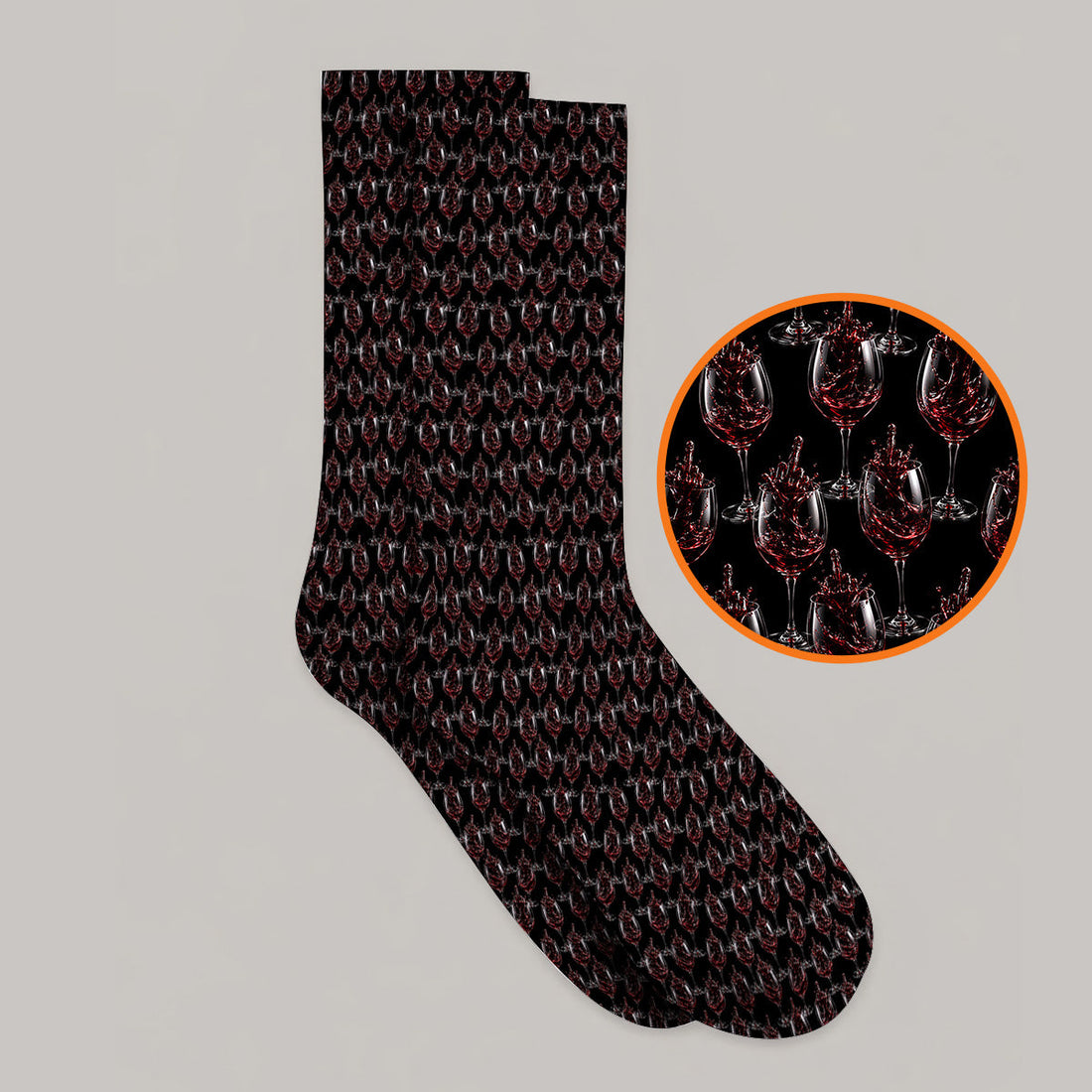 Cabernet Lover Golf Socks, Red Wine Pattern Golf Sock, Winery Inspired Golfer Gift