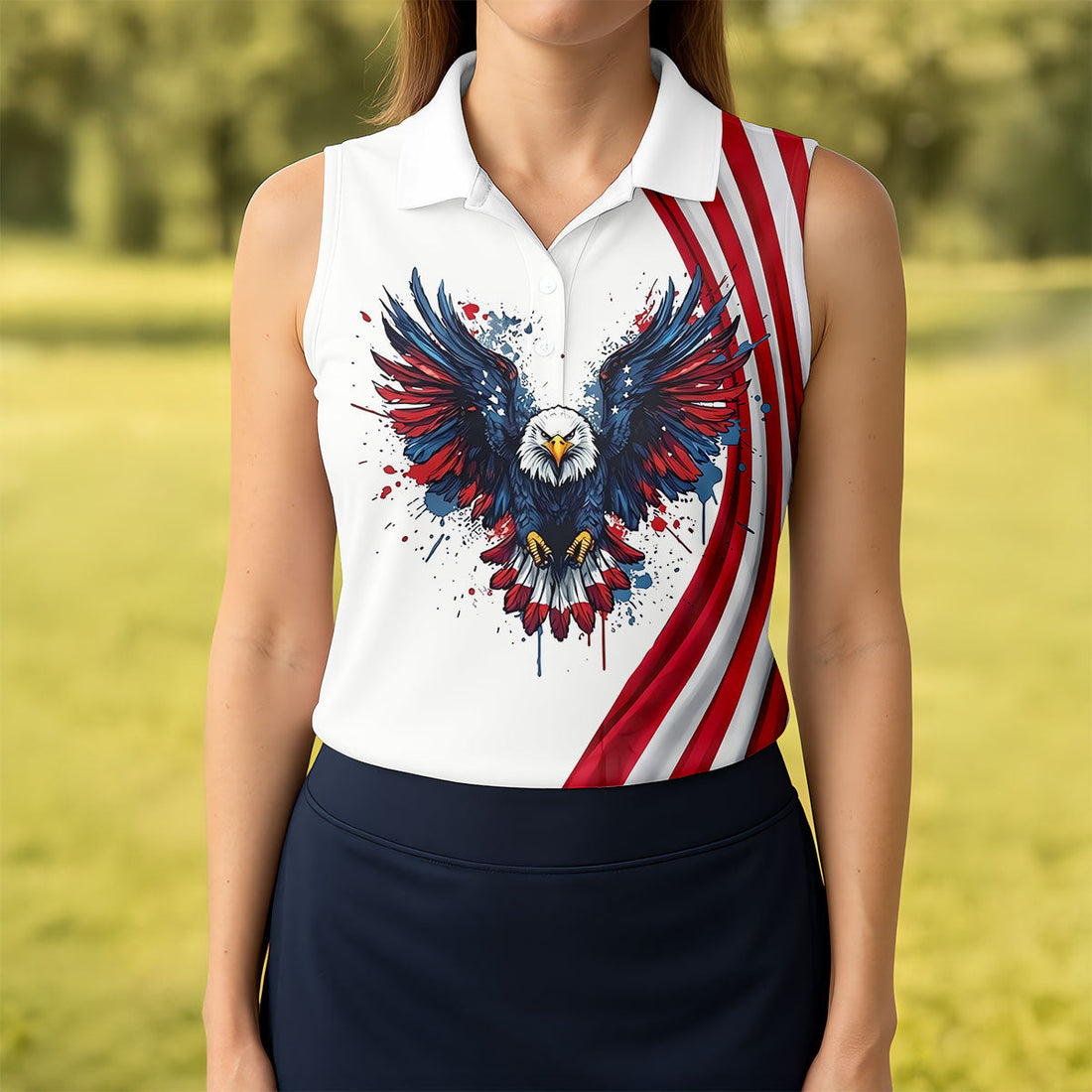 God Bless America 250 Years US Flag Golf Shirt, Patriotic 4th Of July Golf Shirt For Women