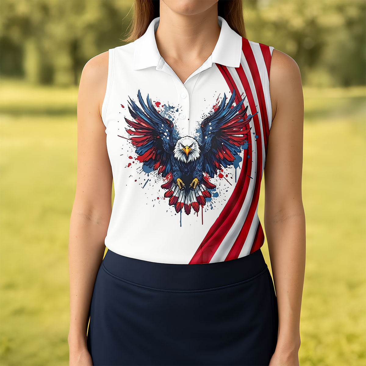 God Bless America 250 Years US Flag Golf Shirt, Patriotic 4th Of July Golf Shirt For Women