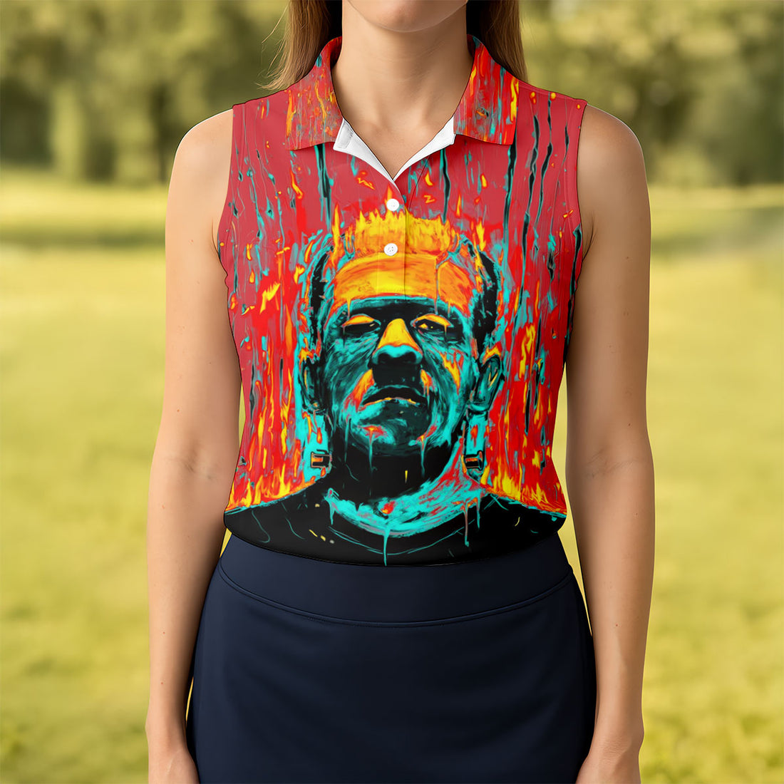 Horror Character Halloween Polo Shirt, Hawaiian Golf Shirt, Golf Tops For Women