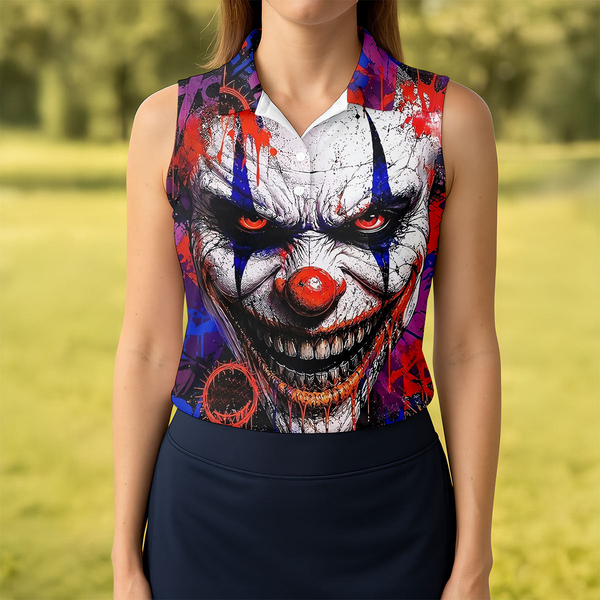 Halloween Horror Character Golf Shirt, Ladies Golf Shirts, Golf Tops For Women