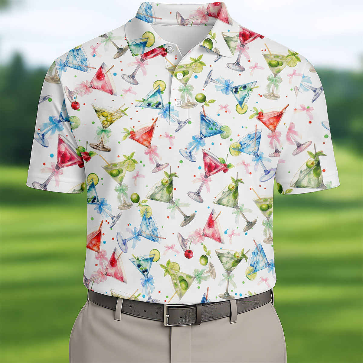 Coquette Martini Cinco De Mayo Celebration Golf Tops For Men, Summer Theme Polo Shirts For Men
