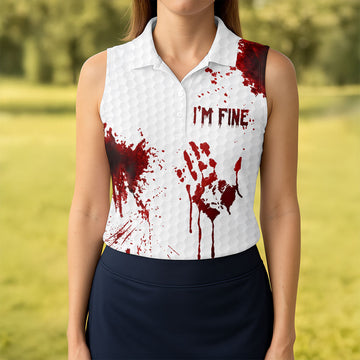 I'm Fine Bloody Halloween Golf Polo Shirt, Golf Shirts For Women, Ladies Golf Tops