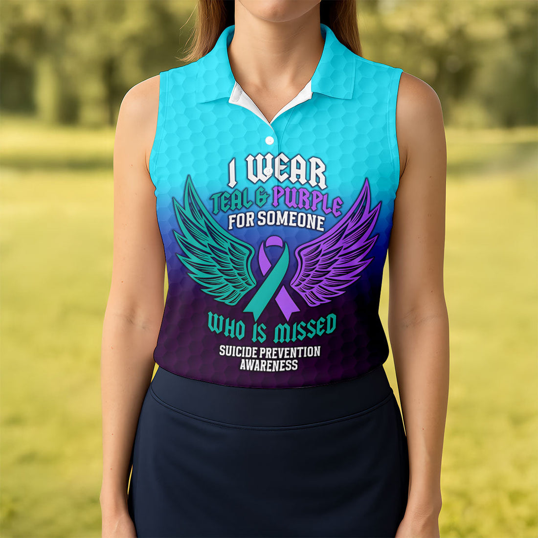 I Wear Teal And Purple Suicide Prevention Awareness Women’s Golf Polo, Golf Shirts