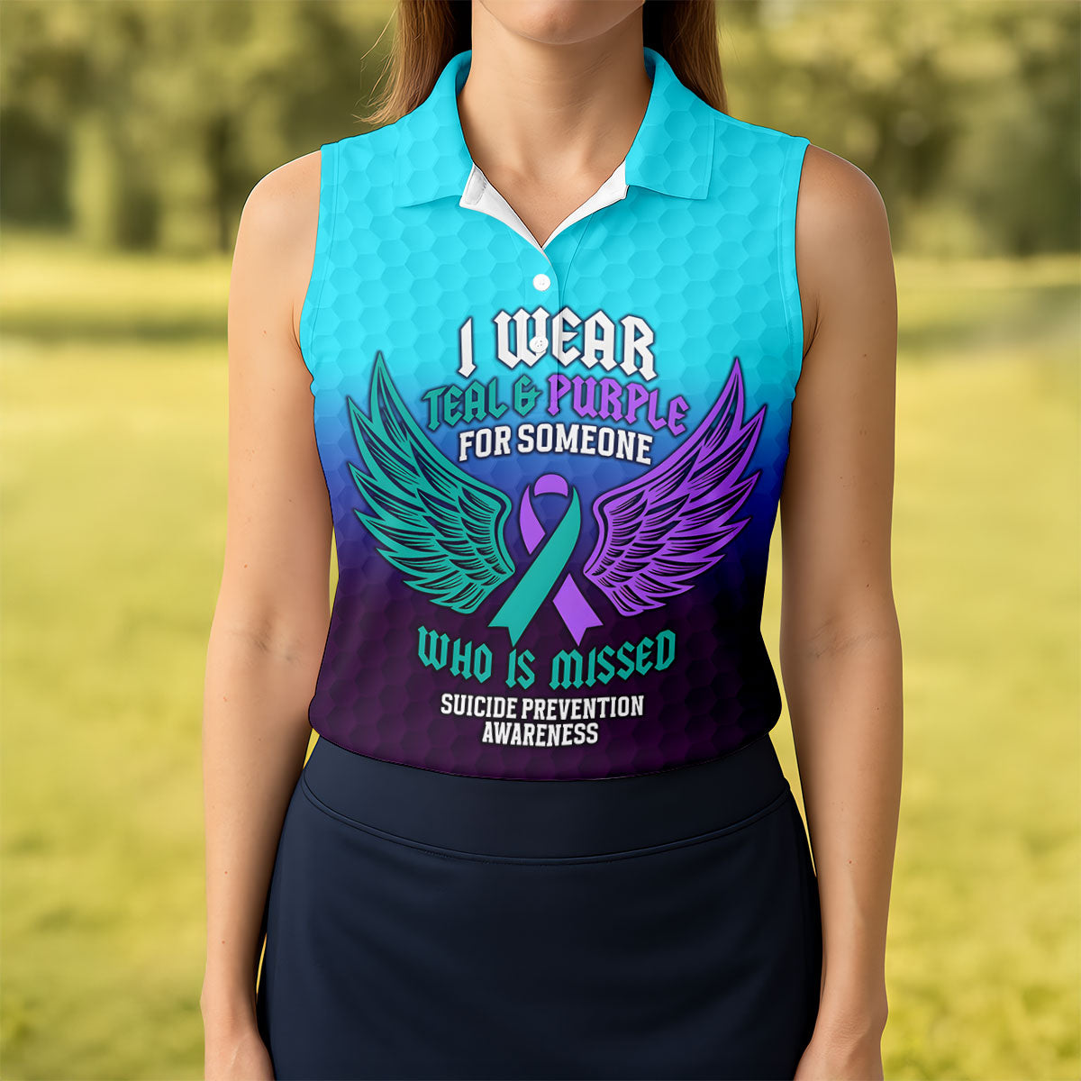 I Wear Teal And Purple Suicide Prevention Awareness Women’s Golf Polo, Golf Shirts